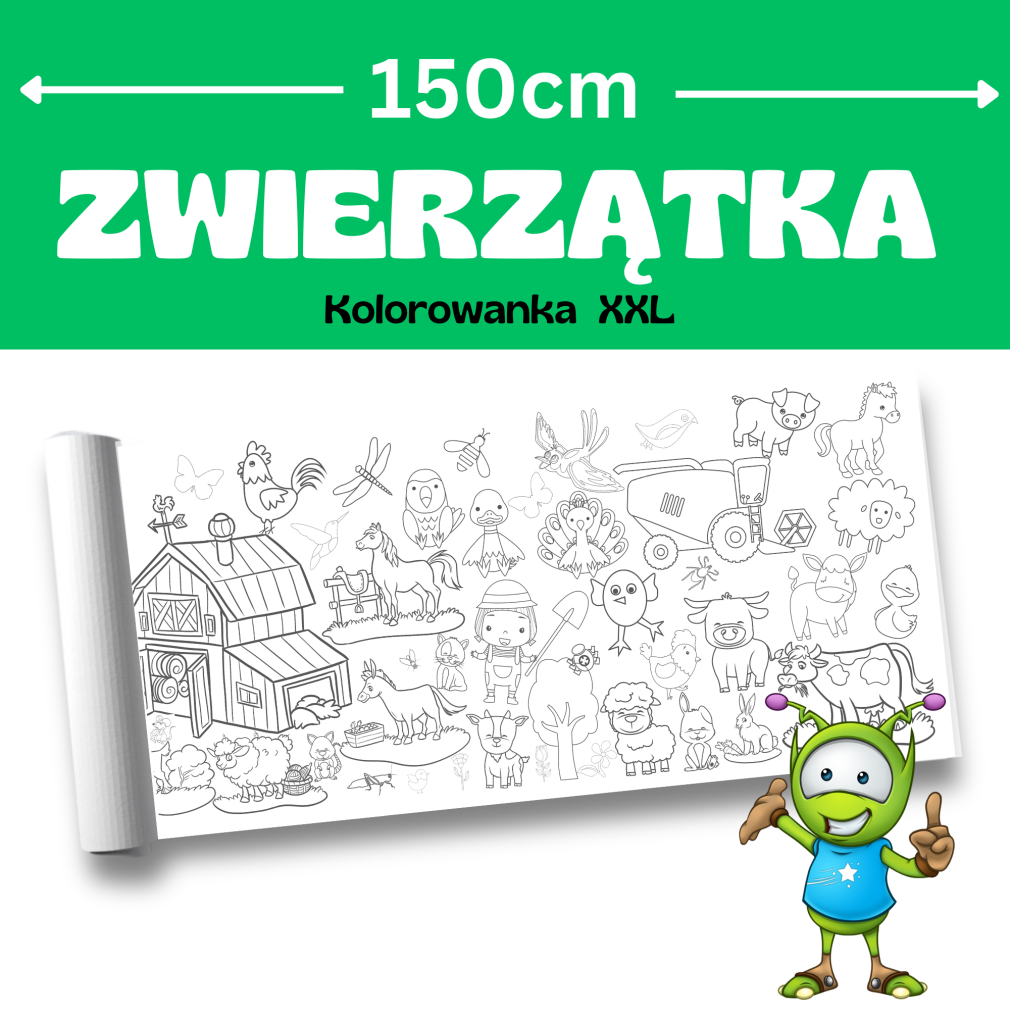 Zwierzątka XXL - kolorowanka o długości 150cm