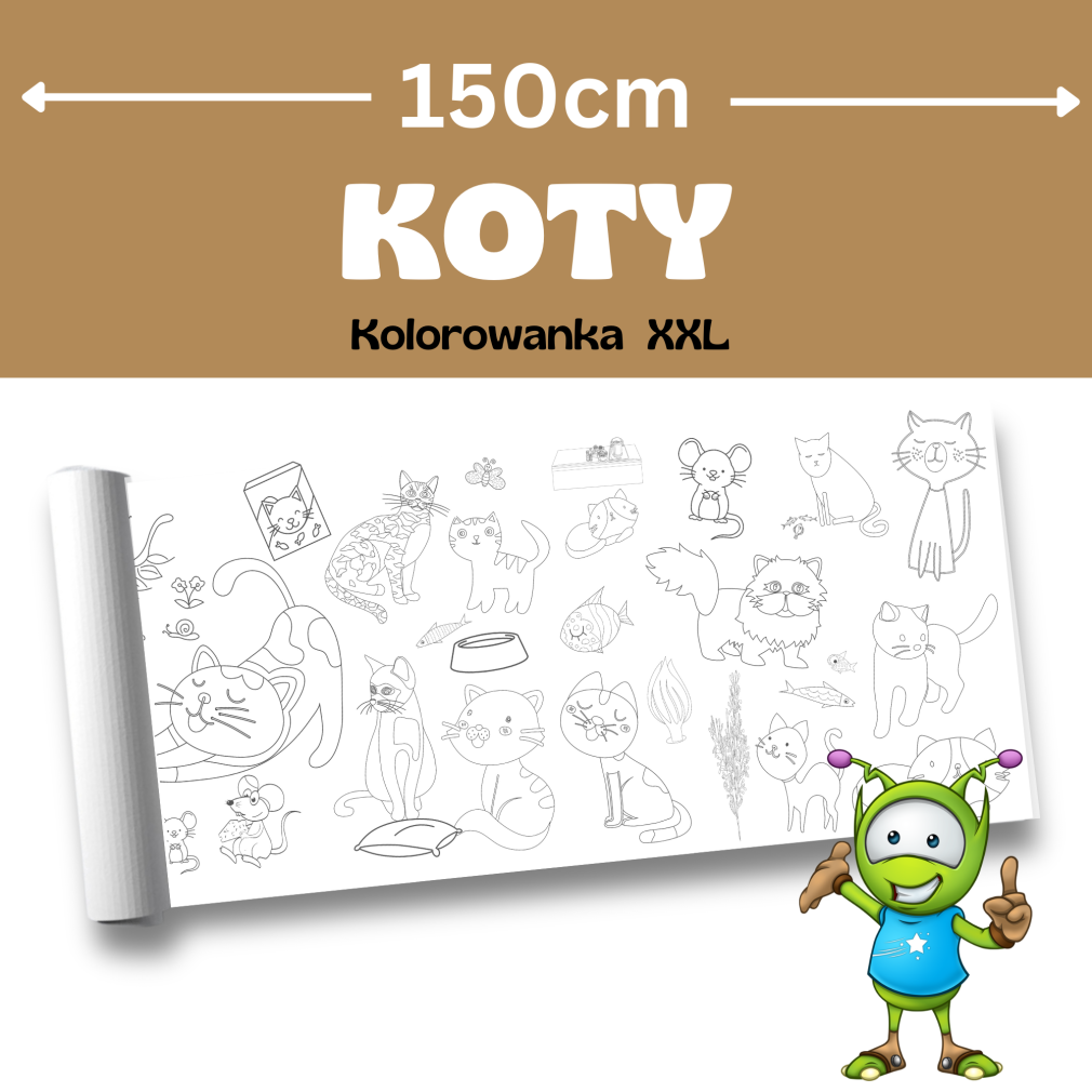 Koty XXL - kolorowanka o długości 150cm