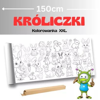 Króliczki XXL - kolorowanka 150cm