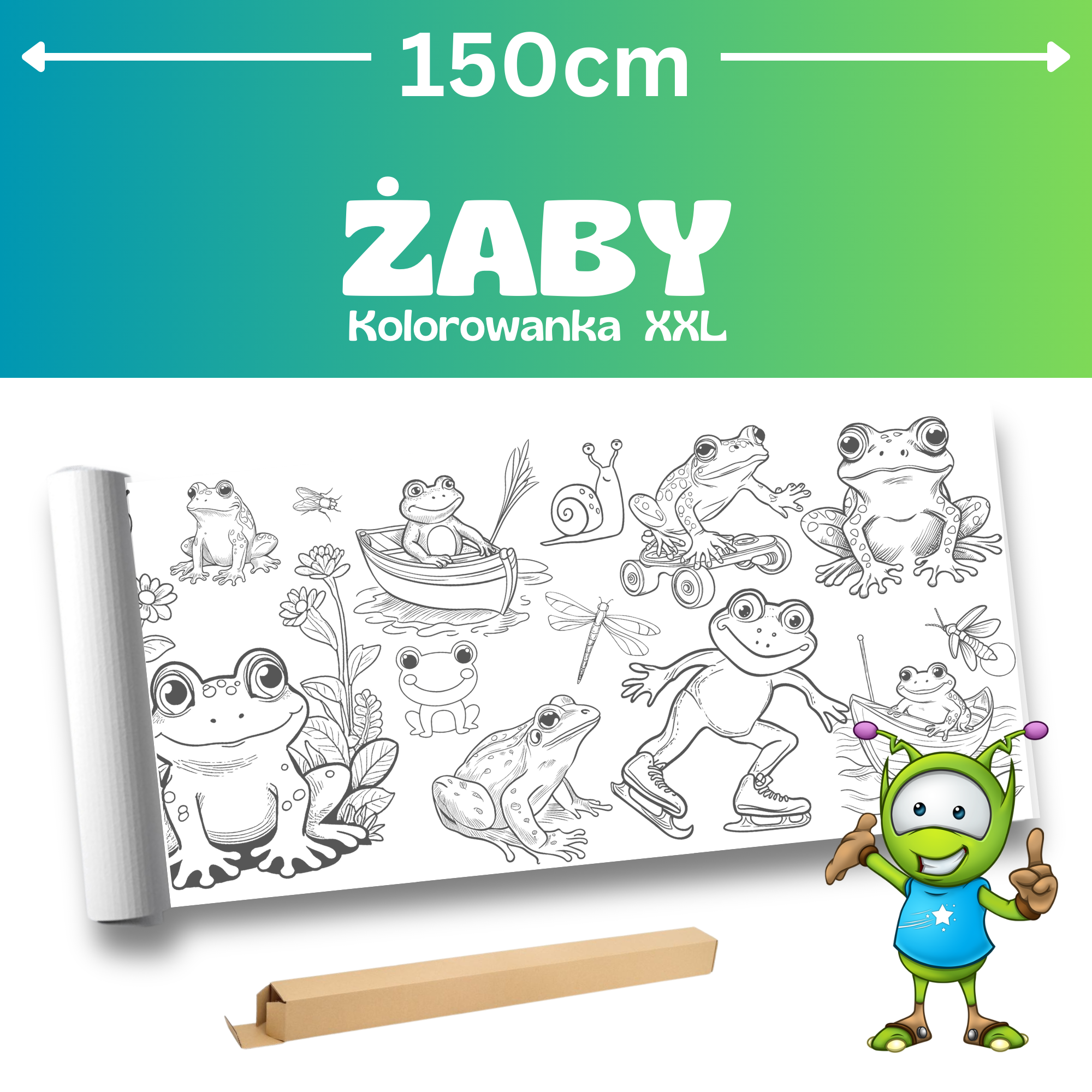 Żaby – Kolorowanka podłogowa XXL 150x42cm
