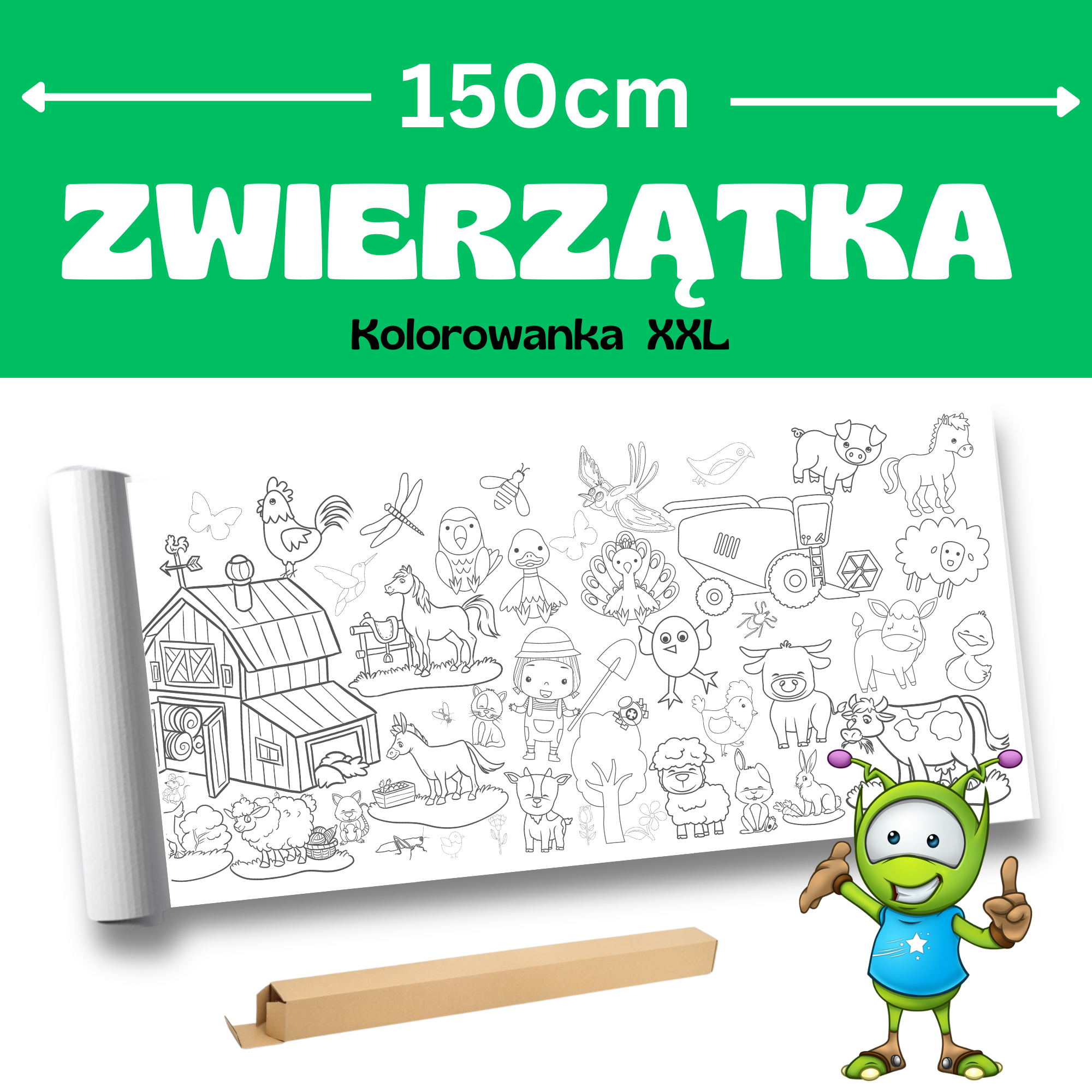 Zwierzątka – Kolorowanka podłogowa XXL 150x42cm