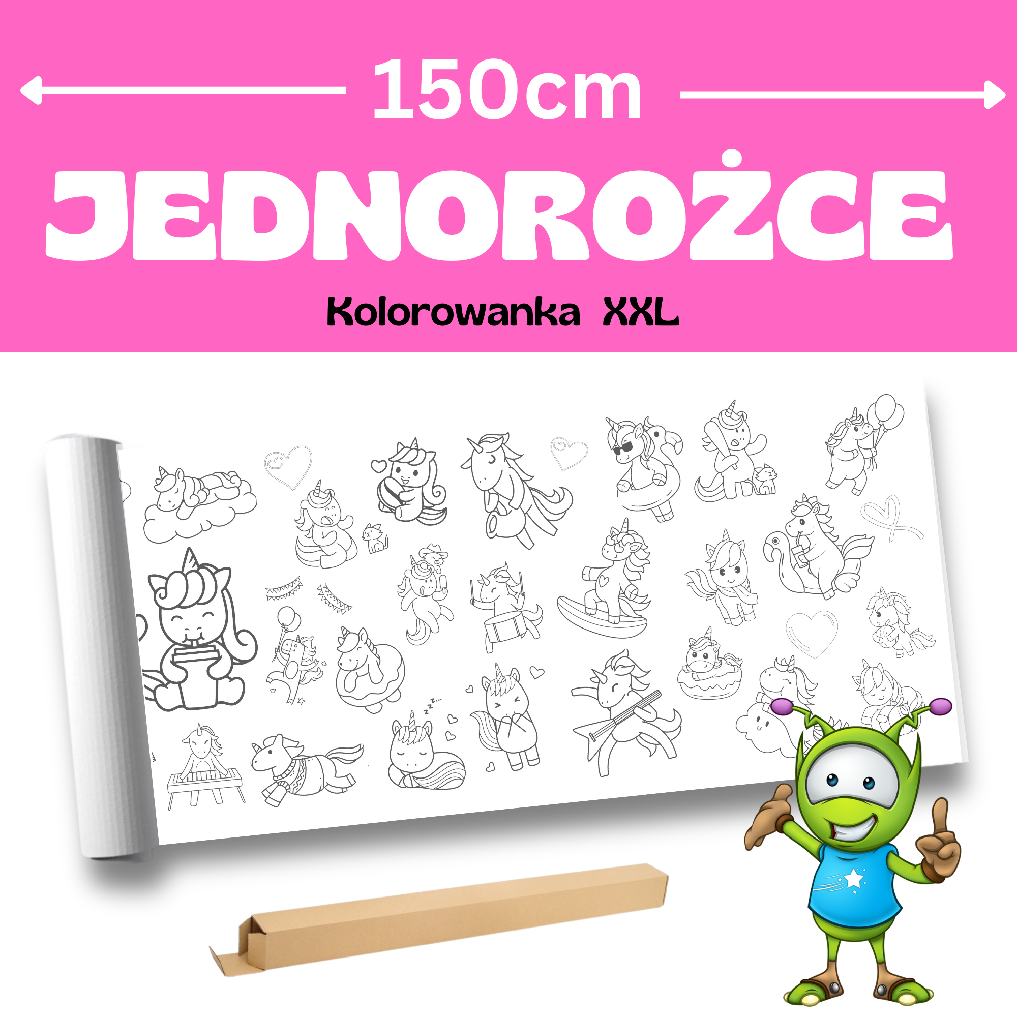 Jednorożce – Kolorowanka podłogowa XXL 150x42cm