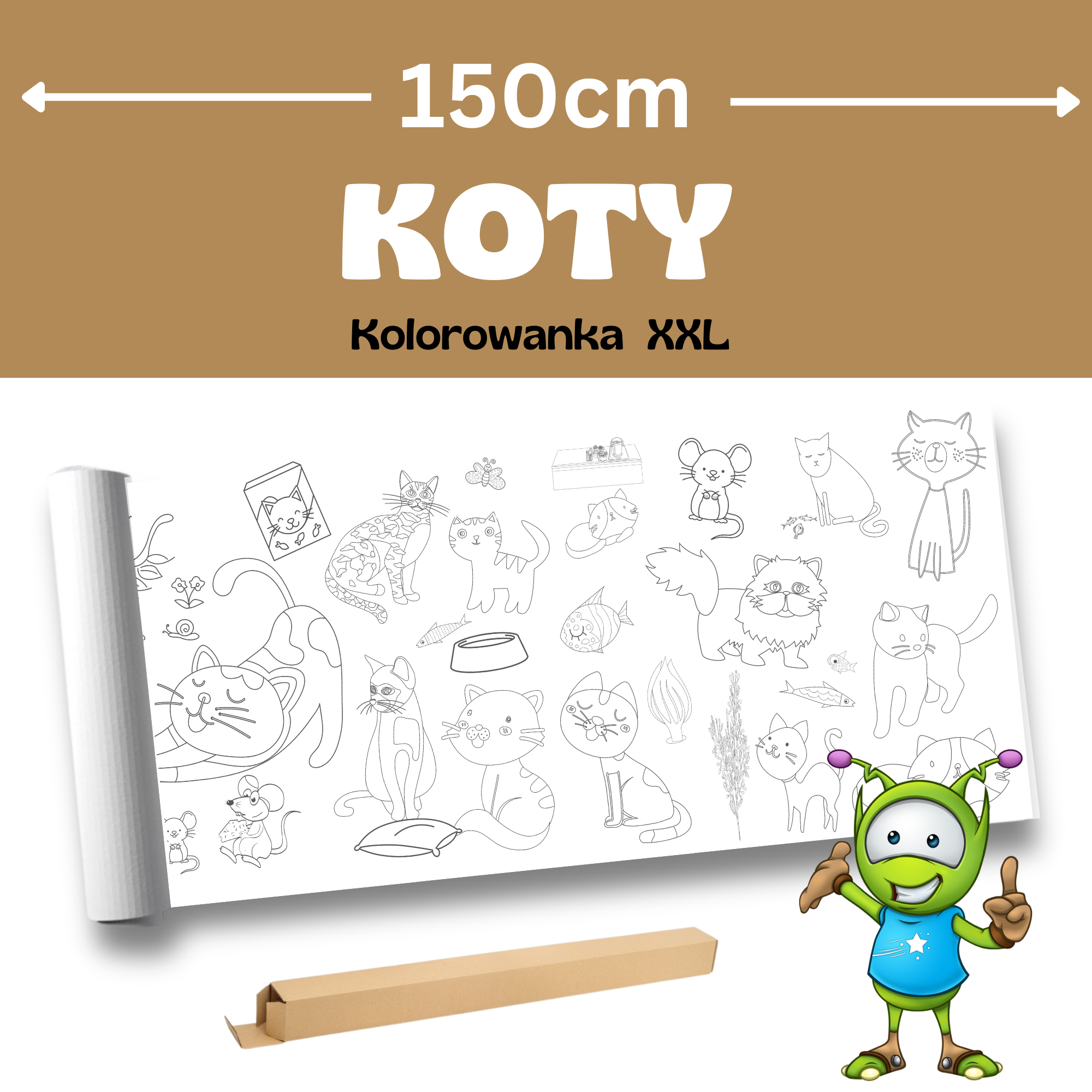 Koty – Kolorowanka podłogowa XXL 150x42cm