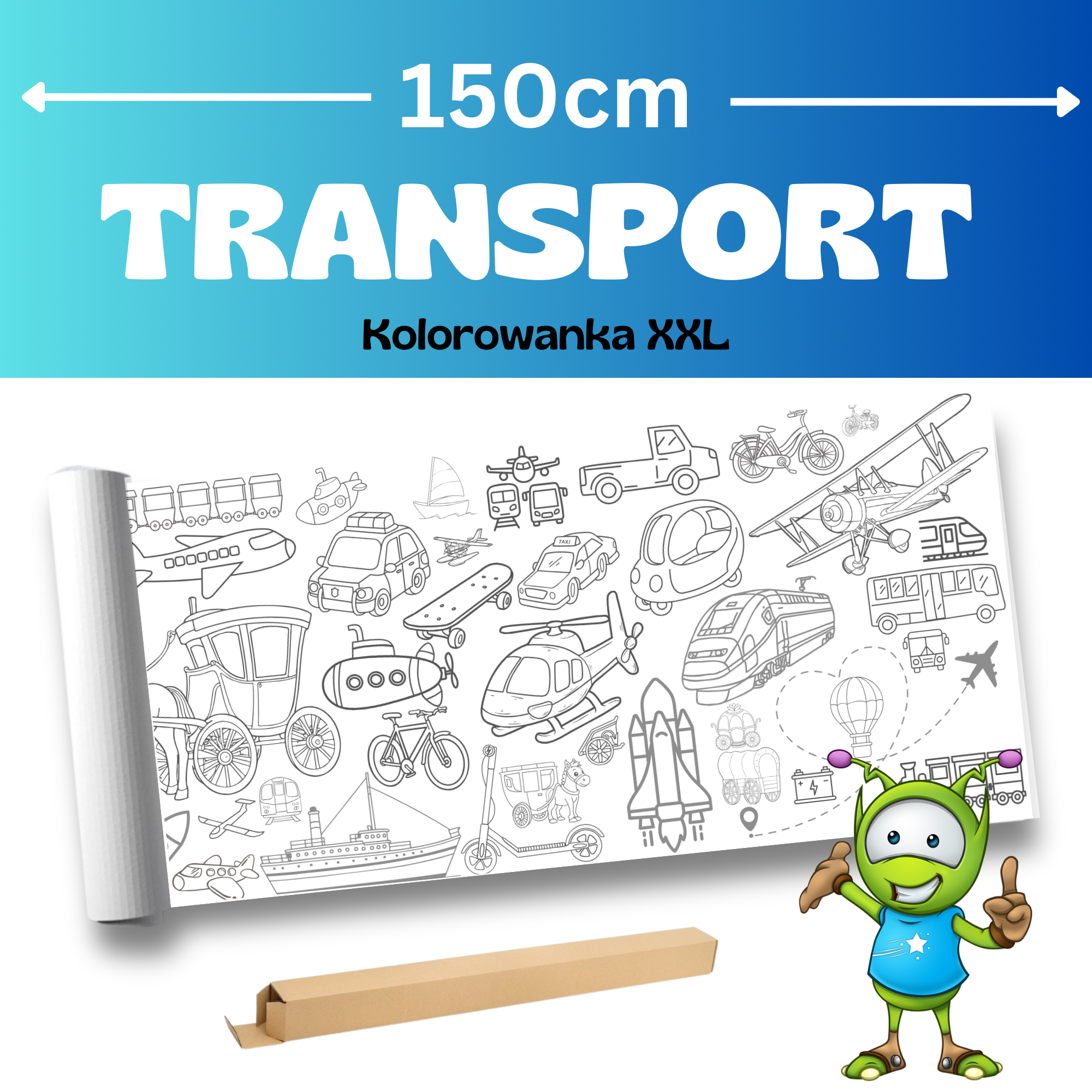 Transport – Kolorowanka podłogowa XXL 150x42cm
