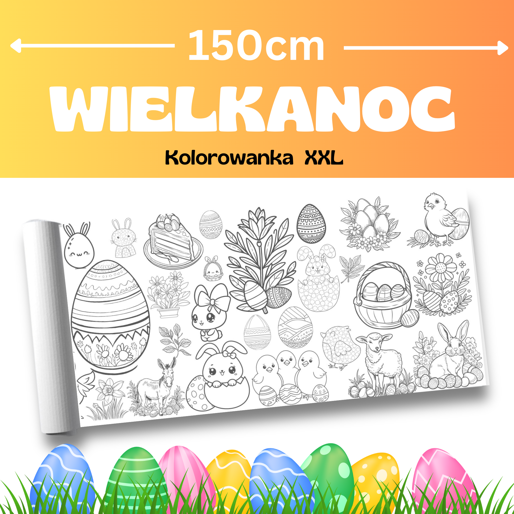 Wielkanoc – Kolorowanka podłogowa XXL 150x42cm